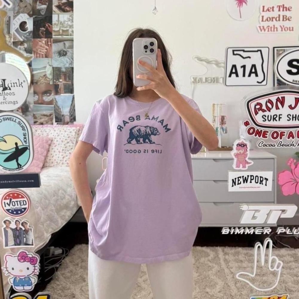 purple and‎ navy bear life is good t shirt